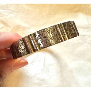 Antique 900 Silver Etched Engraved Bangle Bracelet